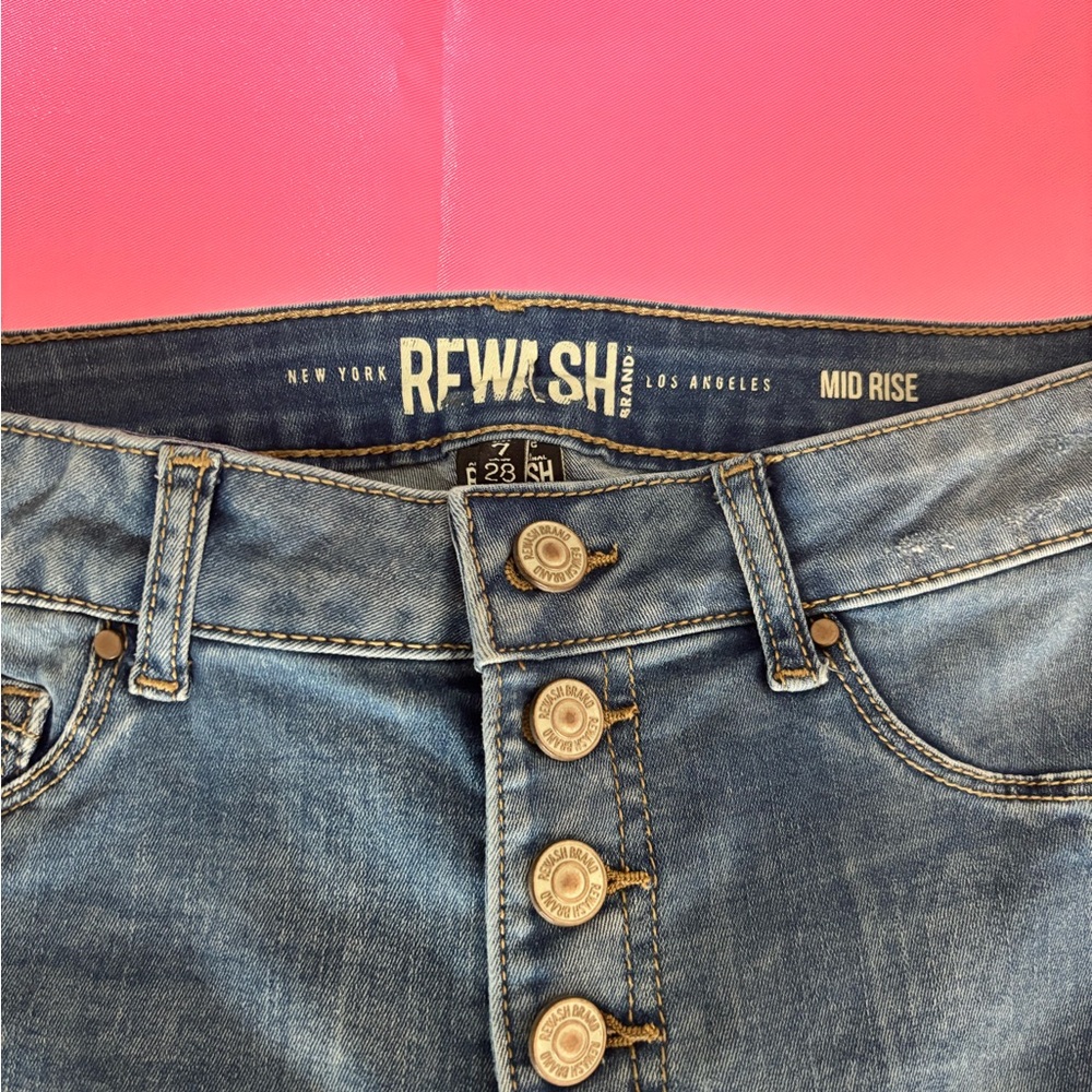 Rewash Women's Blue Button-Fly Mid Rise Jeans